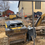 Die Unterfangung des Fundaments wird hergestellt